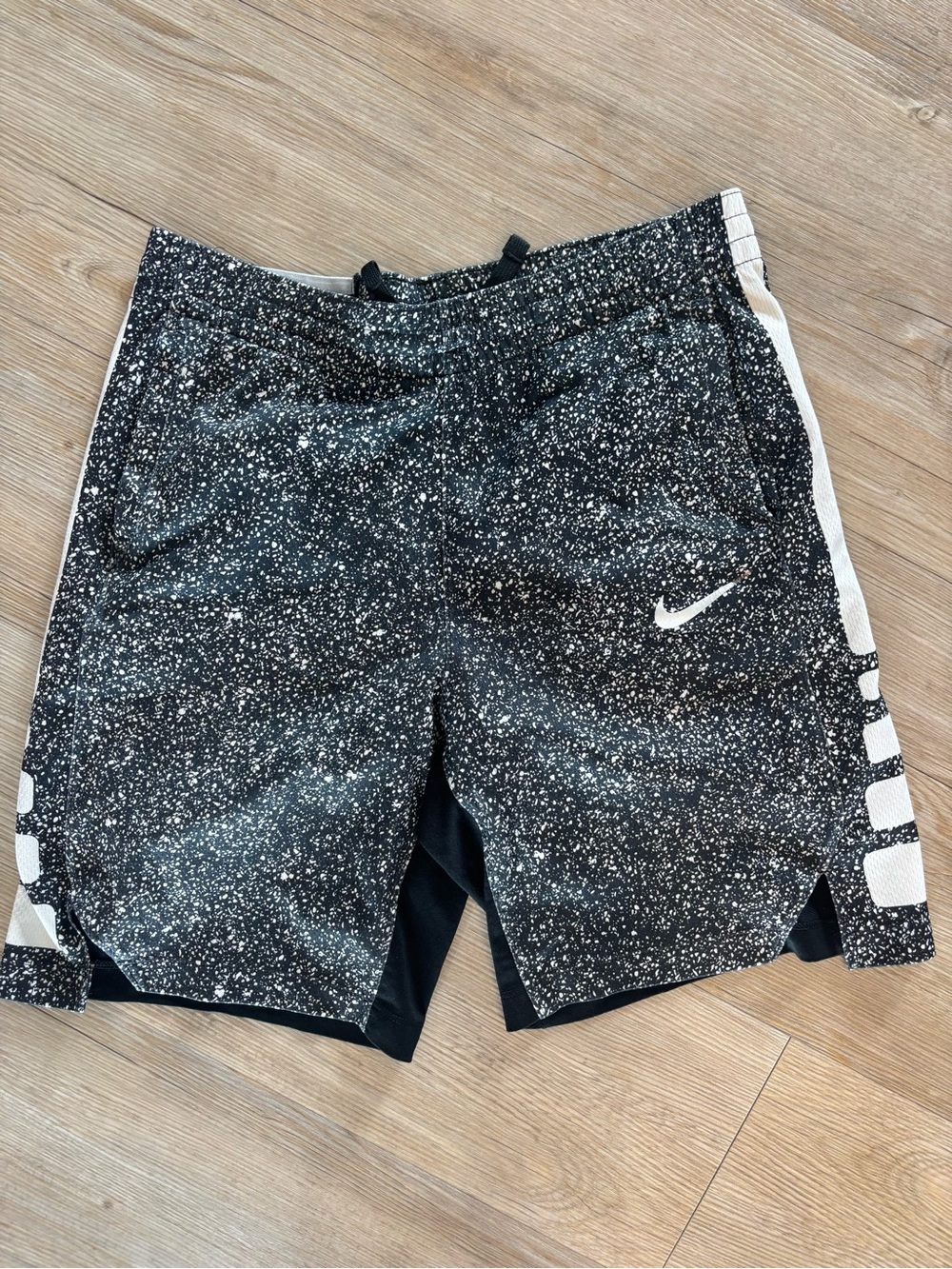 Nike Black and White Speckle Kids Athletic Shorts
